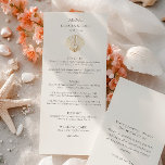 Elegant Gold Seashell Creamy Double Side Wedding  Menu<br><div class="desc">Elegant Gold Seashell Creamy Double Side Wedding Menu Double Sided with back message on the card</div>