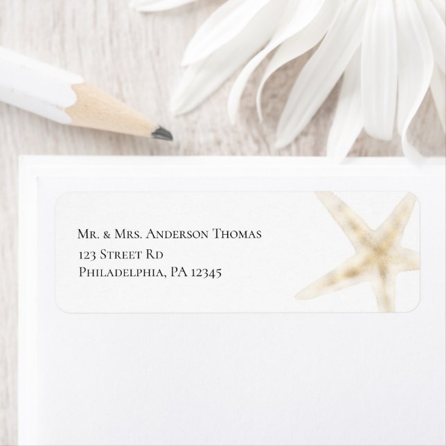 Elegant Gold Seashell Return Address Labels  (Insitu)