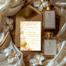 Elegant Gold Seashell RSVP Wedding Card