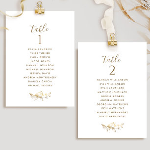 Elegant Gold Seating Plan Cards w/ Guest Names