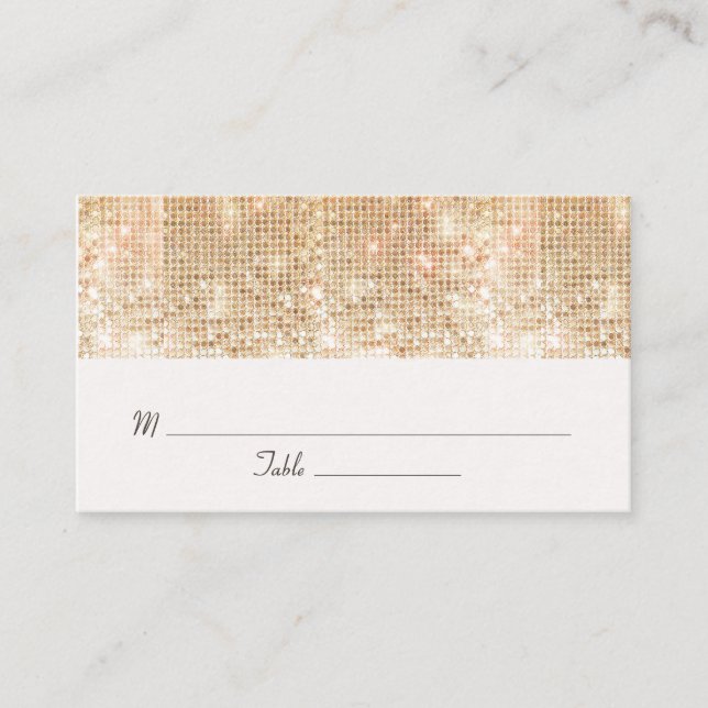 Elegant Gold Sequins  Wedding Occasion Place Card (Front)