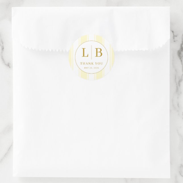 ** Elegant Gold Serif Initials Classic Round Sticker (Bag)