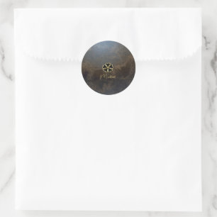 Elegant Gold Shamrock,Clover Leather Look Classic Round Sticker