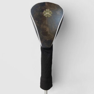 Elegant Gold Shamrock, Leather Look Golf Head Cover