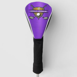 Elegant Gold Shield Golf Monogram Design Golf Head Cover
