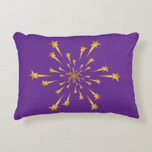 Elegant Gold Shooting Star Snowflake Fireworks Accent Pillow