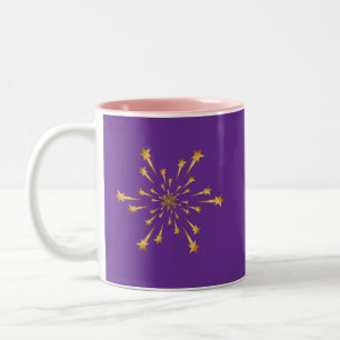 Elegant Gold Shooting Star Snowflake Fireworks Two-Tone Coffee Mug