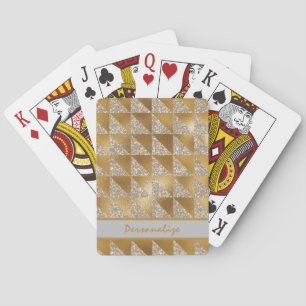 Elegant Gold Silver Glitter Pattern Personalize Playing Cards