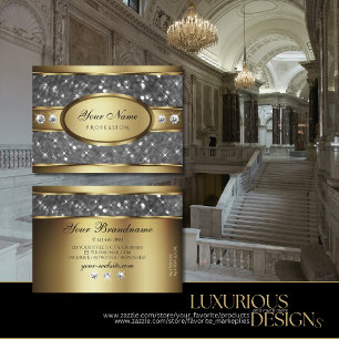 Elegant Gold Silver Glitter Sparkle Stars Diamonds Business Card