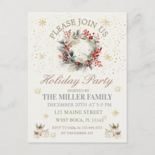 Elegant Gold&Silver Holiday Party Postcard