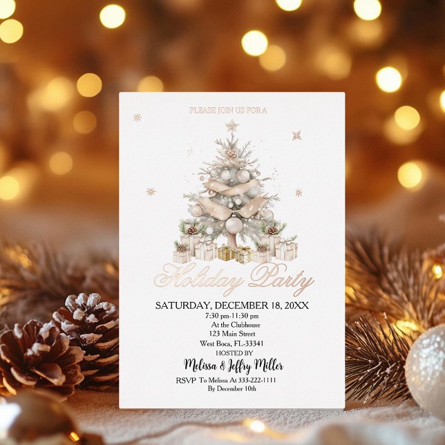 Elegant  Gold&Silver Holiday Party  Postcard (Creator Uploaded)