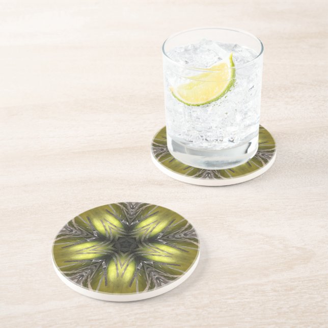 Elegant Gold Silver Kaleidoscope Christmas Star Coaster (Side)