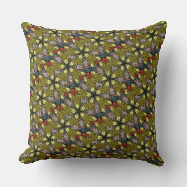 Elegant Gold Silver Kaleidoscope Christmas Star Throw Pillow (Front)