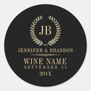 Elegant Gold & Silver Laurel Wreath Classic Round Sticker