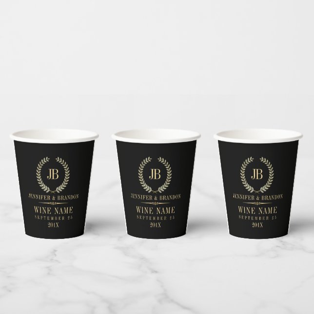 Elegant Gold & Silver Laurel Wreath Paper Cups (Multi)