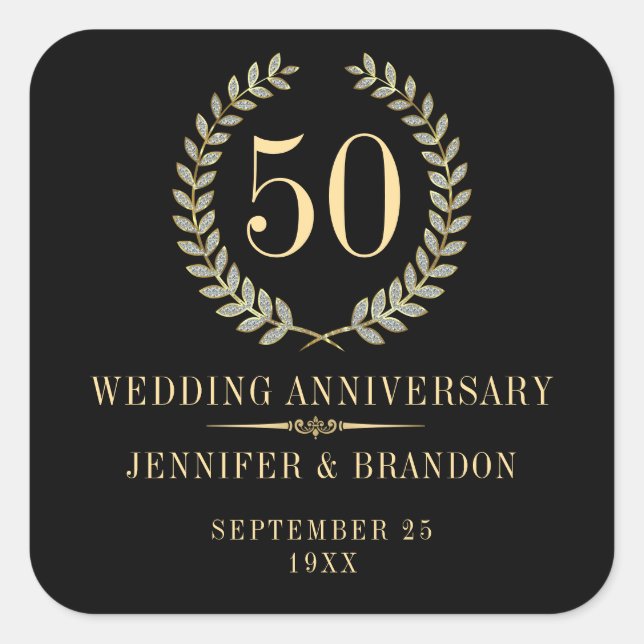 Elegant Gold & Silver Laurel Wreath Wine Label (Front)