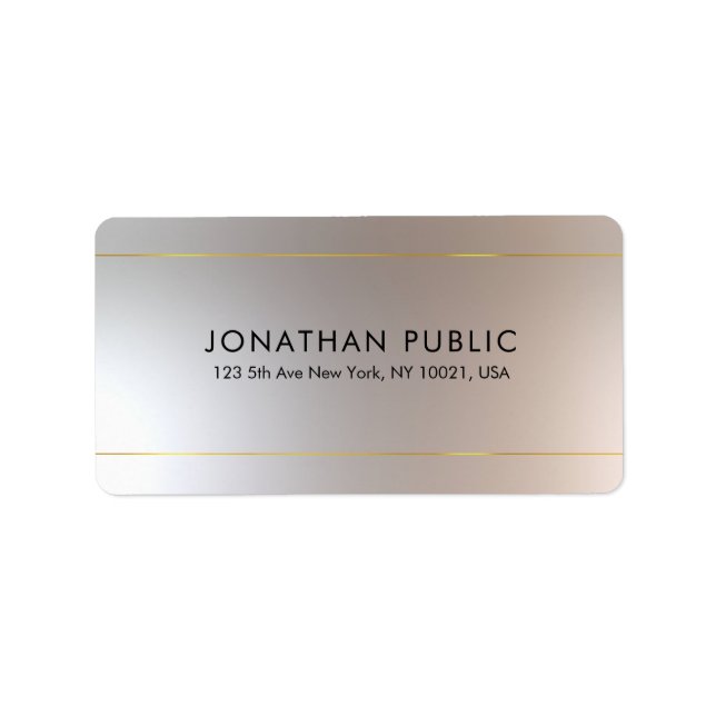 Elegant Gold Silver Template Top Return Address Label (Front)