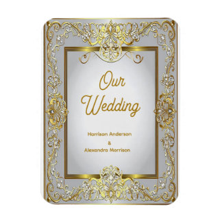 Elegant Gold & Silver Wedding Invitation – Ornate  Magnet