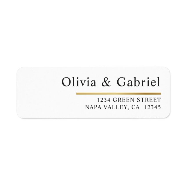 Elegant Gold simple formal Wedding return address (Front)