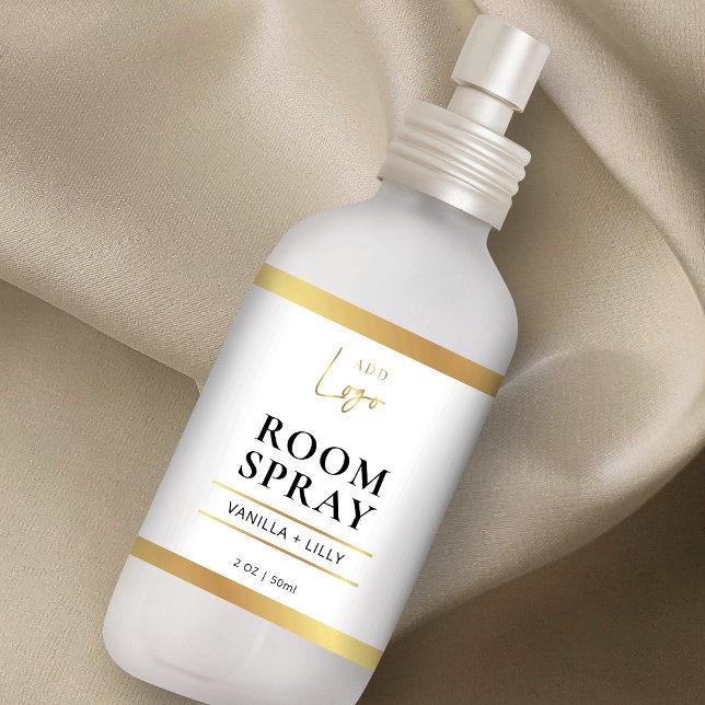 Elegant Gold Simple Modern Room Mist Spray Label (Elegant white and gold room or linen spray bottle label design)