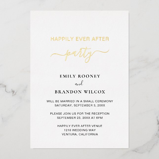 Elegant Gold Simple Modern Wedding Reception (Front)