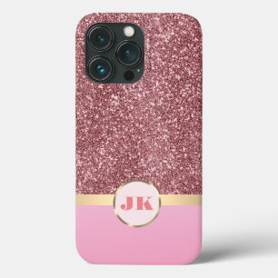 Elegant Gold Sliver Glitter Custom monogrammed iPhone 13 Pro Case