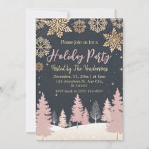 elegant gold snow soft pink Holiday Party 