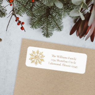 Elegant Gold Snowflake Christmas Return Address