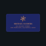 Elegant gold snowflake Christmas return address Label<br><div class="desc">Modern stylish gold copper snowflake navy blue Christmas card chic return address label.</div>