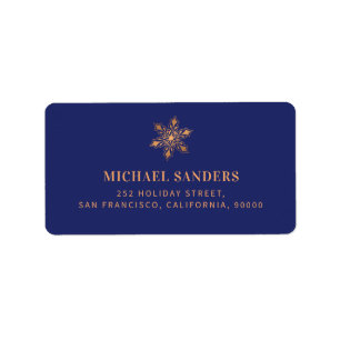 Elegant gold snowflake Christmas return address Label