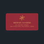 Elegant gold snowflake Christmas return address Label<br><div class="desc">Modern stylish gold copper snowflake red Christmas card chic return address label.</div>