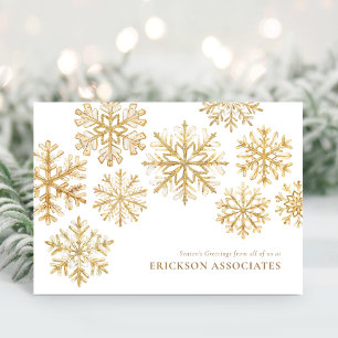 Elegant Gold Snowflake Corporate Business Holiday Card