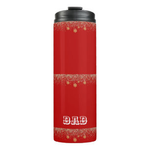 Elegant gold Snowflake falling Christmas Red name Thermal Tumbler