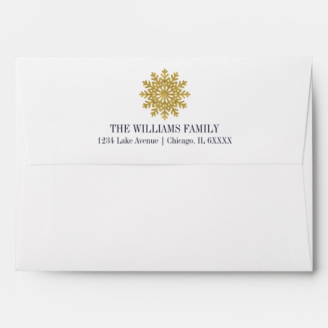 Elegant Gold Snowflake Holiday Envelope (Back (Top Flap))
