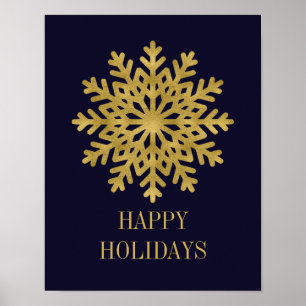 Élégant Gold Snowflake Holiday Poster
