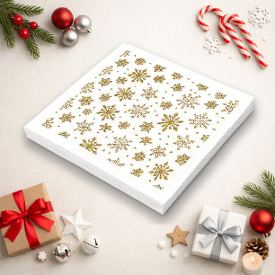 Elegant Gold Snowflake Pattern Napkin