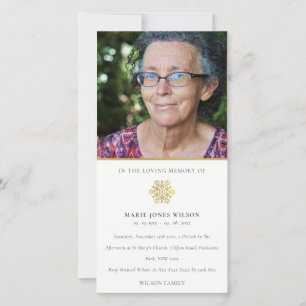 Elegant Gold Snowflake photo carte de service Memo