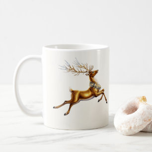 Elegant Gold snowflake reindeer Moose merry Xmas Coffee Mug
