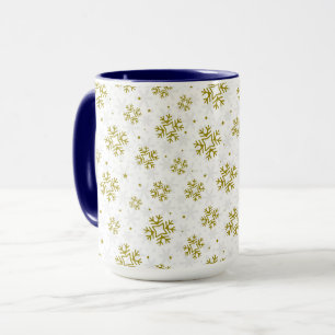 Elegant Gold Snowflake Winter Pattern Mug