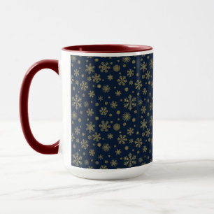 Elegant Gold Snowflake Winter Pattern Mug