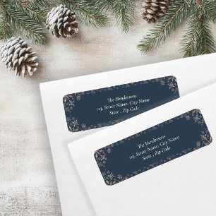 Elegant Gold Snowflakes Blue Holiday