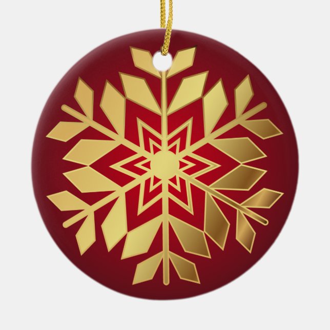 Elegant Gold Snowflakes Christmas | Ornament (Front)