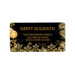 Elegant Gold Snowflakes Christmas Return Address Label