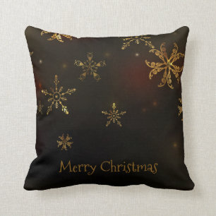 Elegant Gold Snowflakes Christmas   Throw Pillow