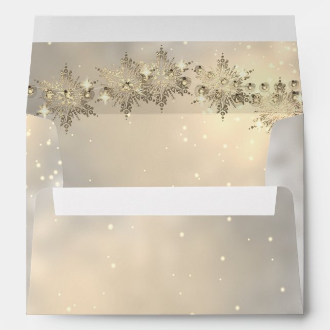 Élégant Gold Snowflakes Gold Enveloppe (Dos (Bas))