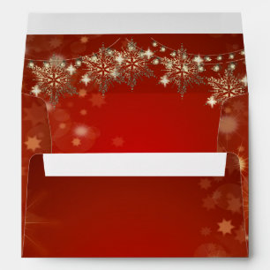 Elegant Gold Snowflakes Red Envelope
