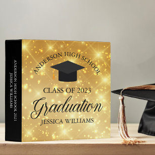 Elegant Gold Sparkle 2024 Graduation Photo Album Binder