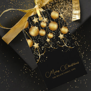 Elegant Gold Sparkle Christmas Bauble Gift Tags