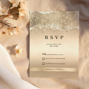 Elegant gold sparkle glitter dazzling RSVP Invitation