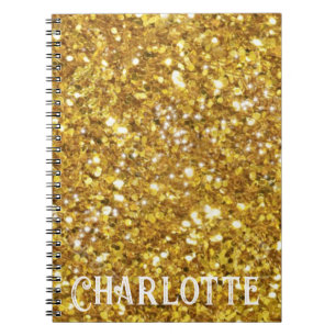 Elegant gold sparkles glitter personalize notebook